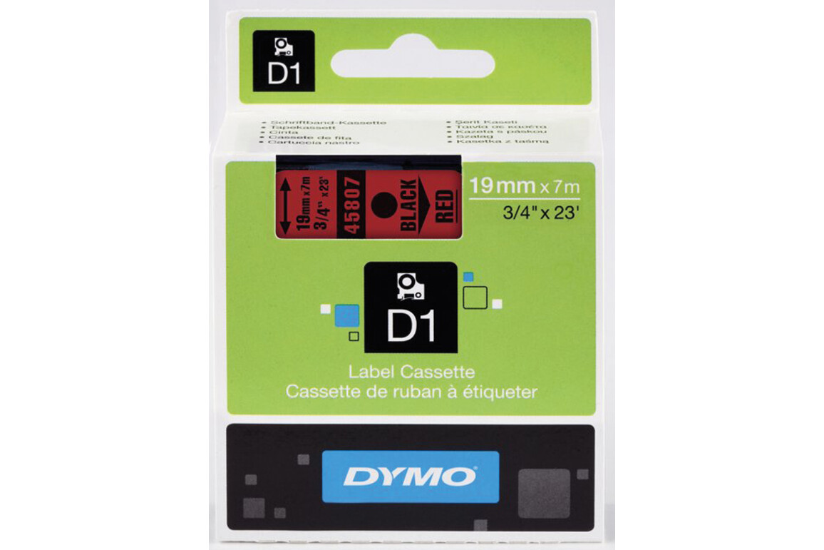 Beschriftungsband Dymo 19mmx7m weiss auf schwarz, Art.-Nr. 00458-WSSW - Paterno Shop