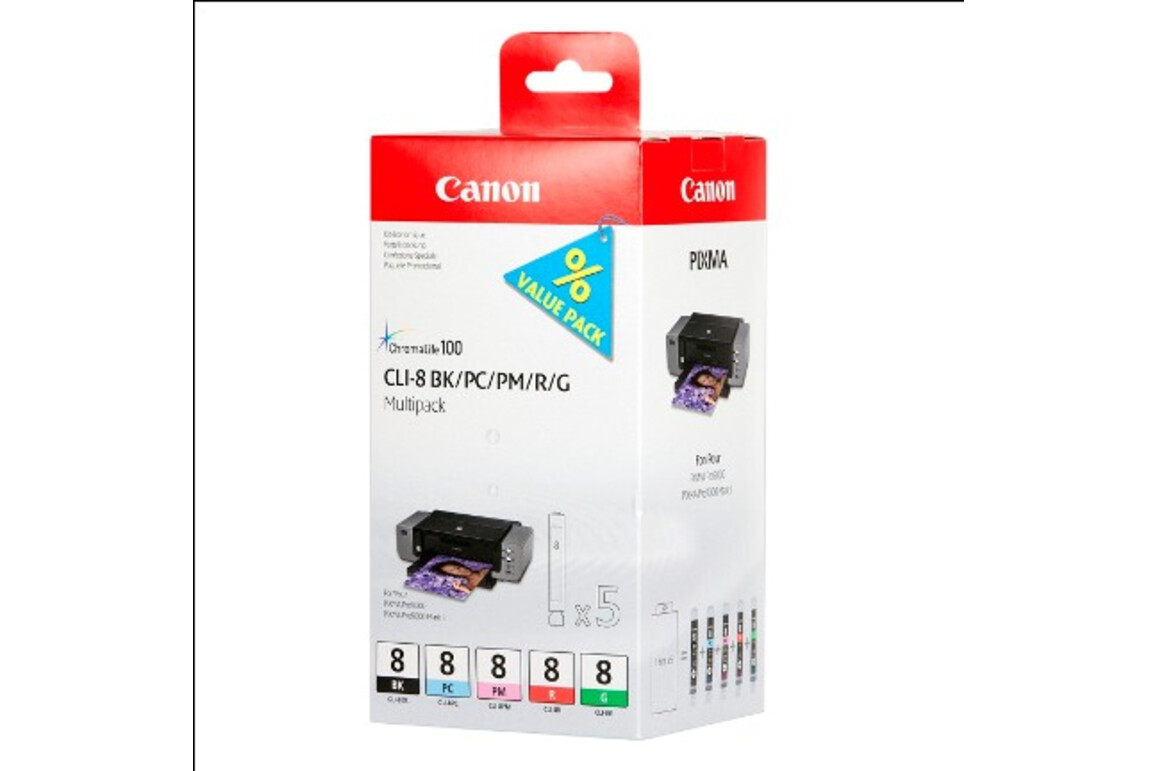 Canon CLI8 Multi Pack BK/PC/PM/R/G je 13ml 1x5, Art.-Nr. 0620B027 - Paterno Shop