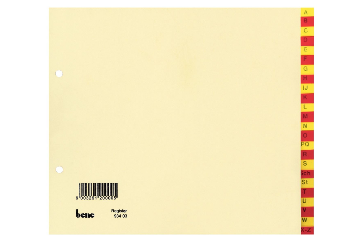 Register Bene A-Z 24-teilig rot - gelb, Art.-Nr. 093403 - Paterno Shop