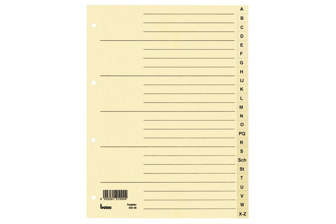 Register Bene A4 A-Z 24-teilig, Art.-Nr. 093408 - Paterno Shop