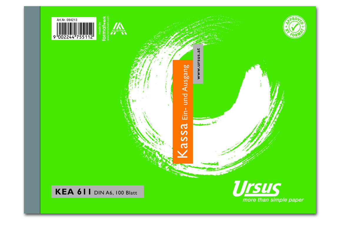 Kassabuch KEA611 A6 quer 100 Blatt, Art.-Nr. 094032 - Paterno Shop