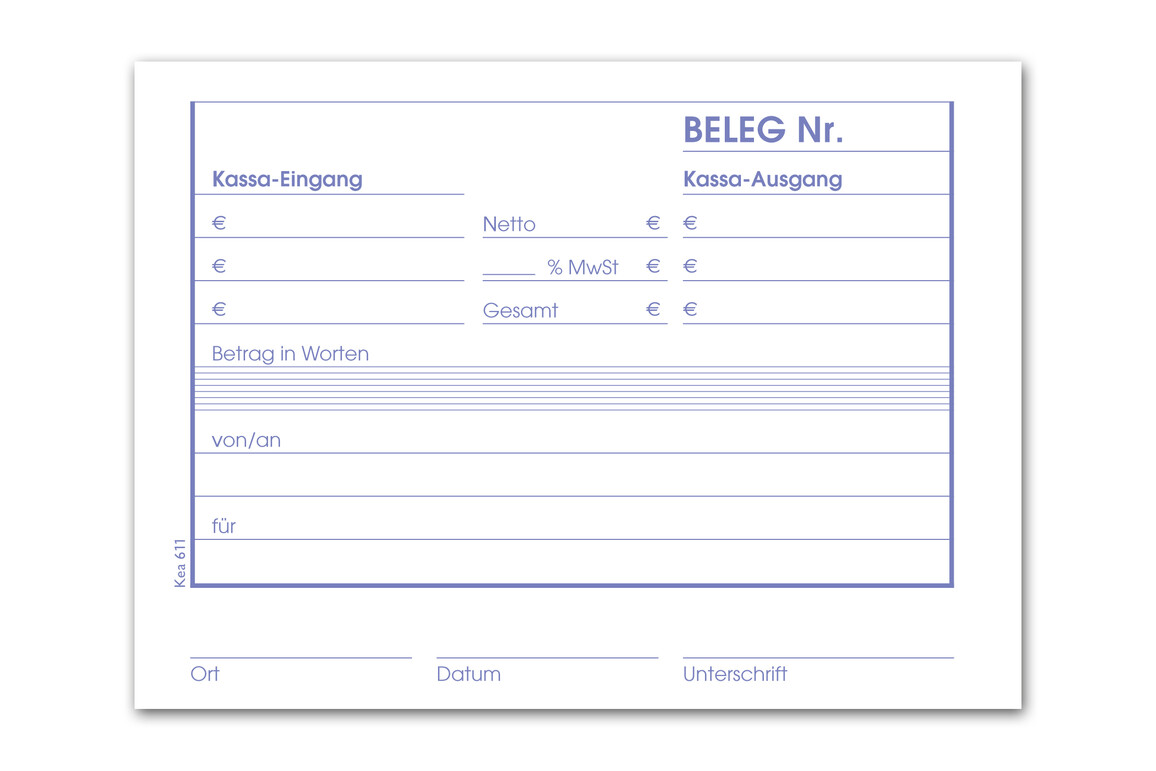 Kassabuch KEA611 A6 quer 100 Blatt, Art.-Nr. 094032 - Paterno Shop