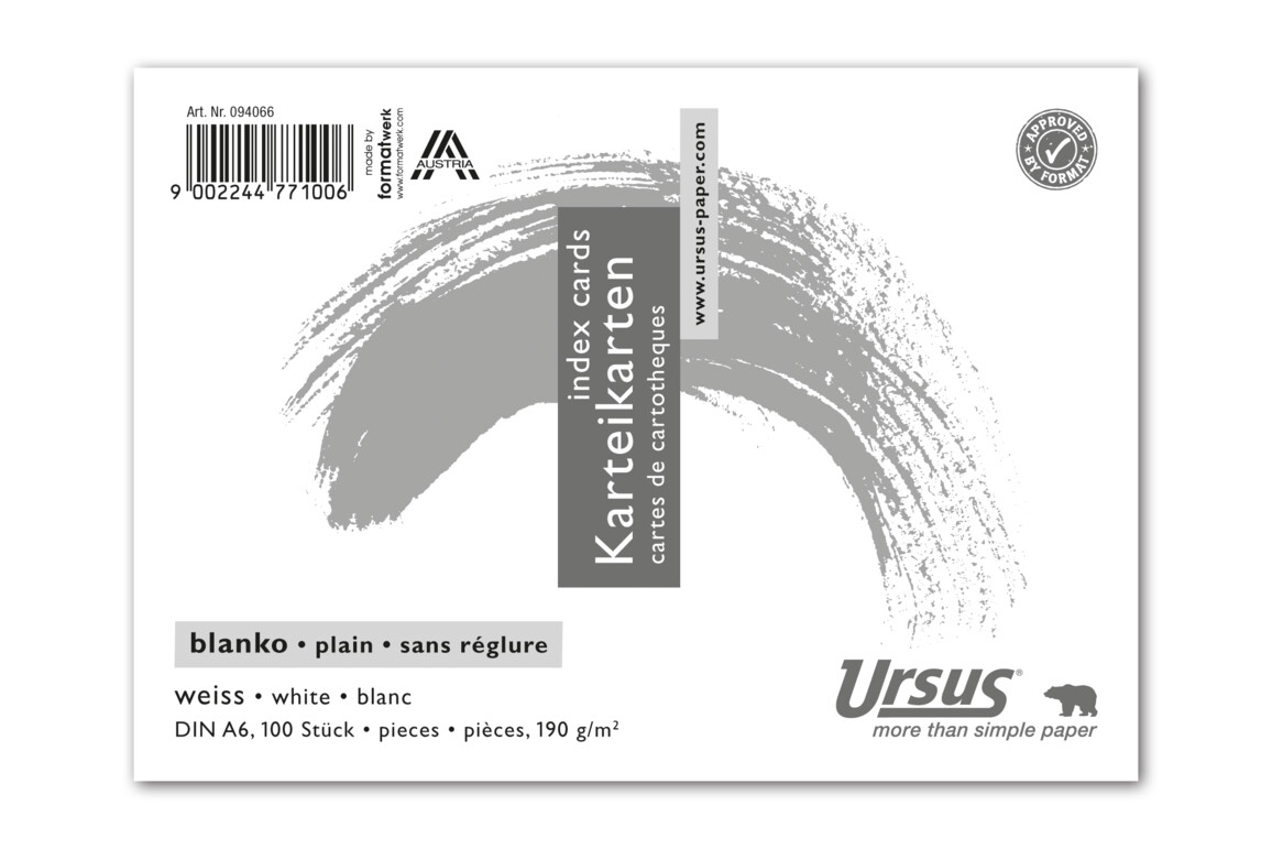 Karteikarten Ursus A6 quer glatt weiss, Art.-Nr. 094066 - Paterno Shop