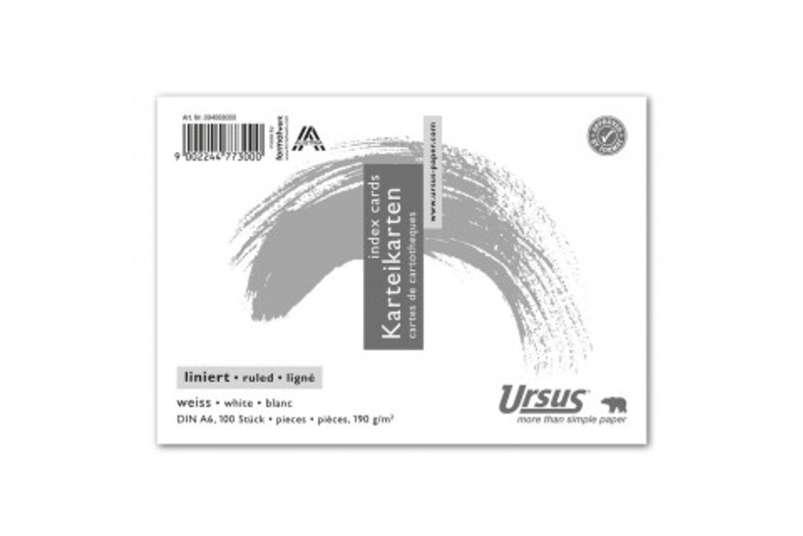 Karteikarte liniert weiss A5 quer 100 Blatt 190g/qm, Art.-Nr. 094072000 - Paterno Shop
