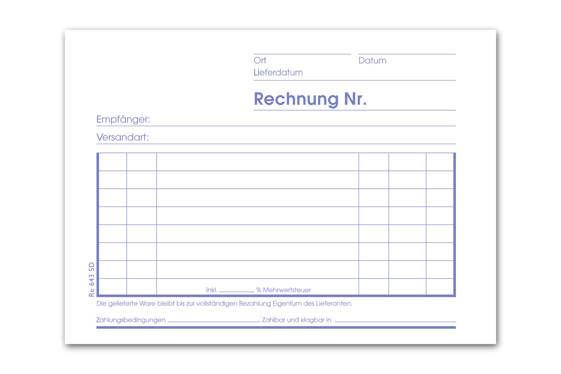 Rechnungsbuch RE643SD A6 quer 3x40 Blatt, Art.-Nr. 094213 - Paterno Shop