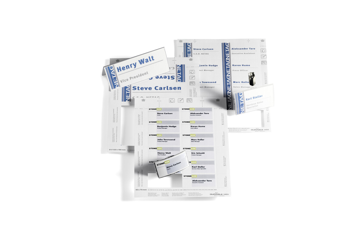 Badgemaker-Schild Durable 40X75 mm weiß, Art.-Nr. 145302 WEISS - Paterno Shop