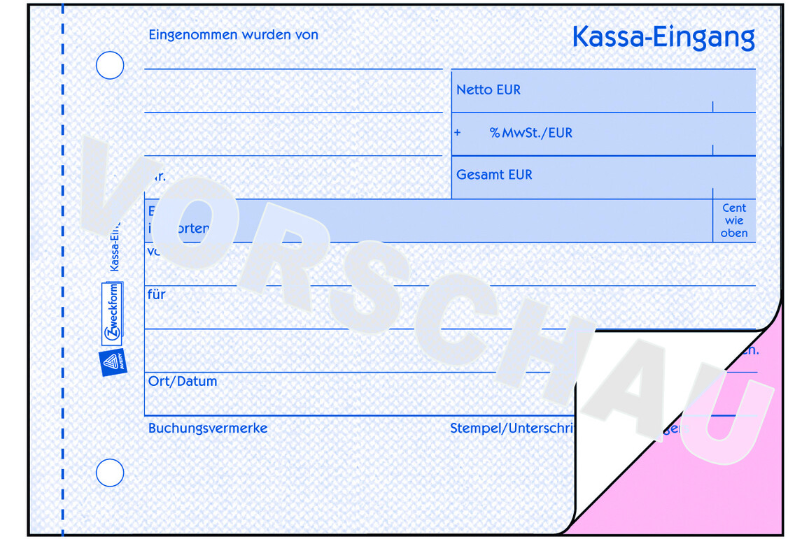 Kassaeingangsbuch ZWF, DIN A6 quer, Art.-Nr. 1711ZWF - Paterno Shop Kassaeingangsbuch ZWF, DIN A6 quer, Art.-Nr. 1711ZWF - Paterno Shop