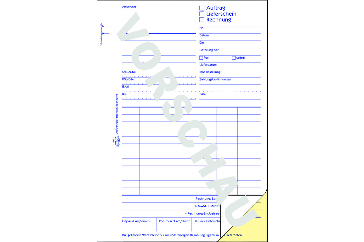Auftrag/Lieferschein/Rechnung, ZWF A5, Art.-Nr. 1739ZWF - Paterno Shop Auftrag/Lieferschein/Rechnung, ZWF A5, Art.-Nr. 1739ZWF - Paterno Shop