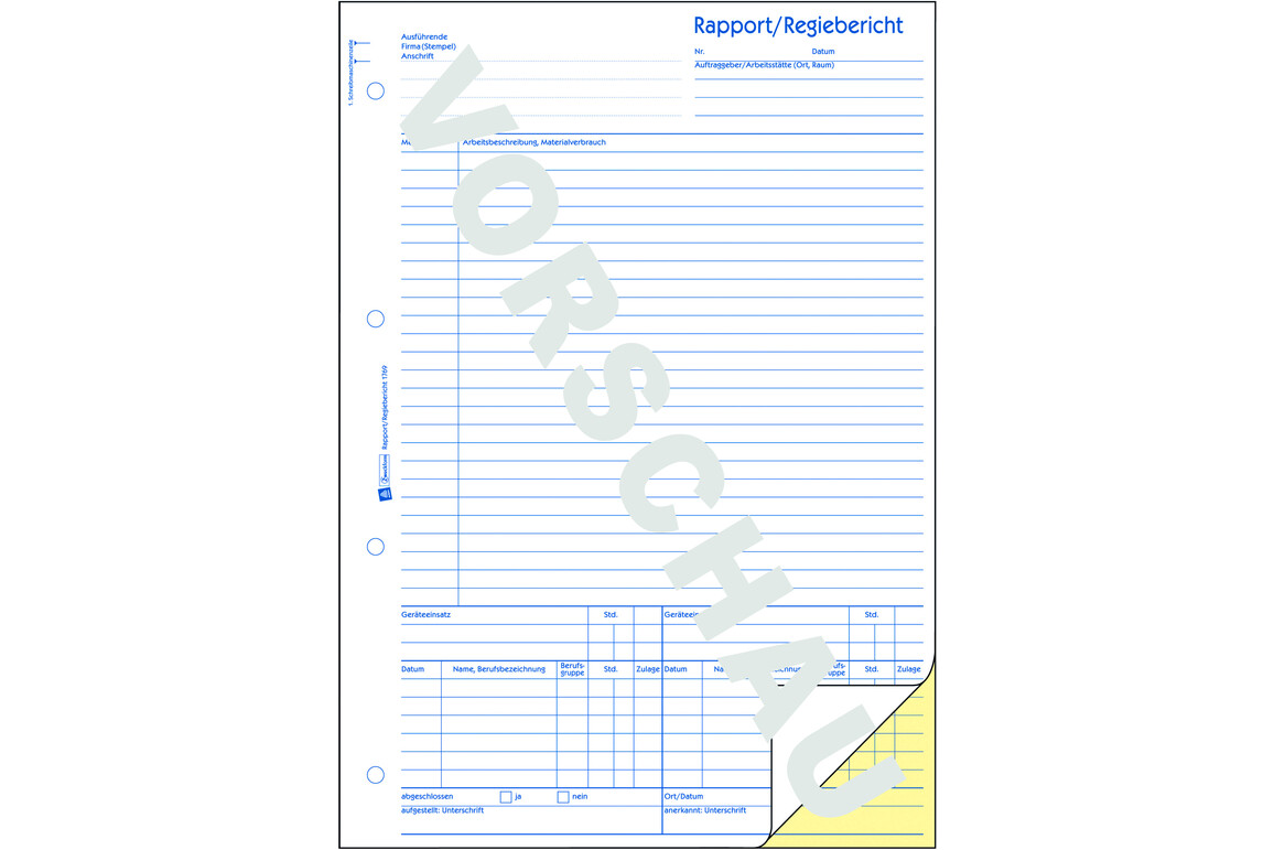 Rapport und Regiebericht ZWF, A4 SD, Art.-Nr. 1769ZWF - Paterno Shop Rapport und Regiebericht ZWF, A4 SD, Art.-Nr. 1769ZWF - Paterno Shop