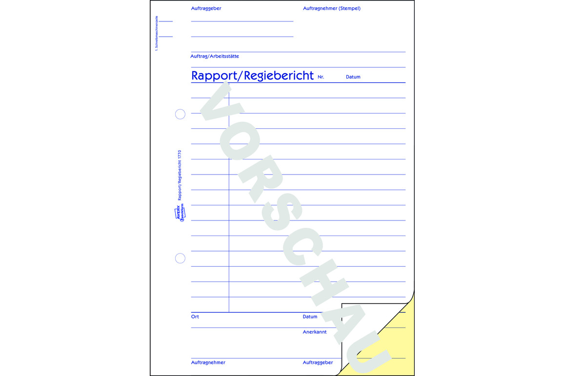 Rapport und Regiebericht ZWF,  A5 SD, Art.-Nr. 1770ZWF - Paterno Shop Rapport und Regiebericht ZWF,  A5 SD, Art.-Nr. 1770ZWF - Paterno Shop