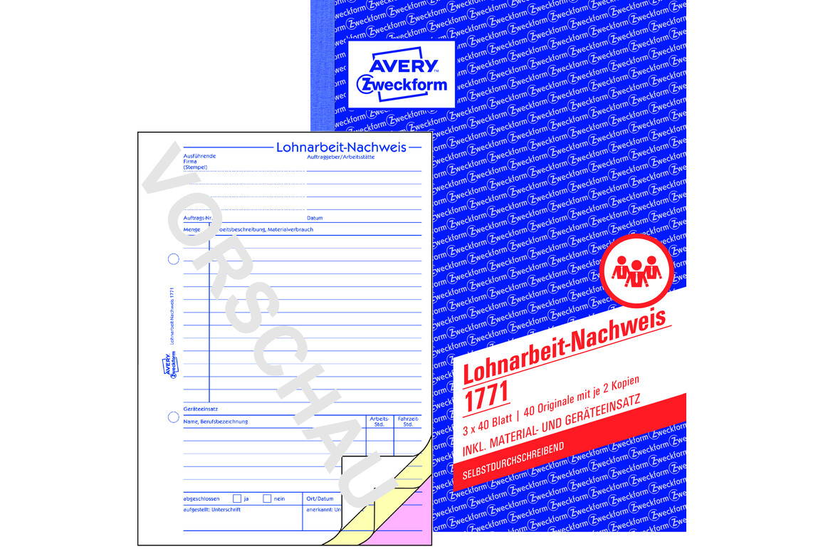 Lohnarbeit Nachweis ZWF DIN A5 3x40 Blatt, Art.-Nr. 1771ZWF - Paterno Shop