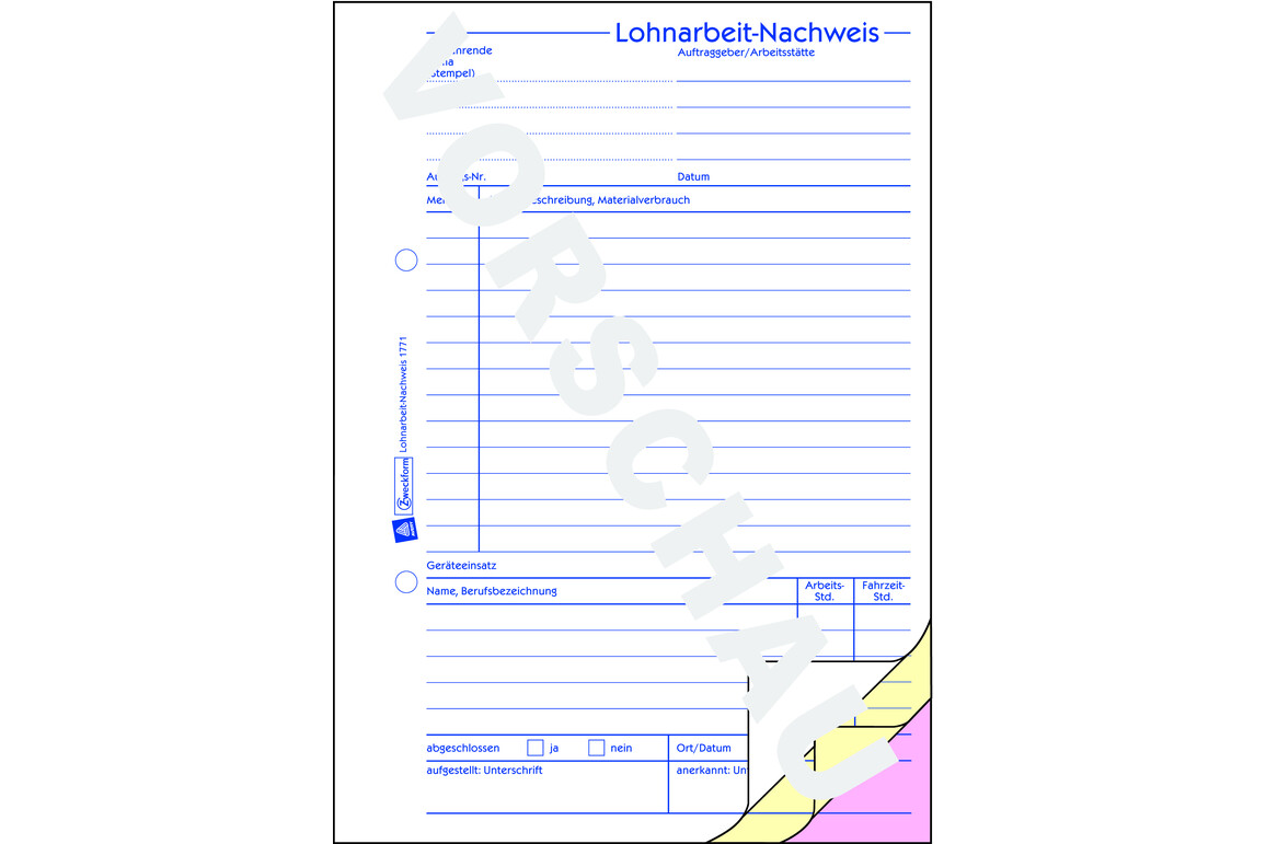 Lohnarbeit Nachweis ZWF DIN A5 3x40 Blatt, Art.-Nr. 1771ZWF - Paterno Shop Lohnarbeit Nachweis ZWF DIN A5 3x40 Blatt, Art.-Nr. 1771ZWF - Paterno Shop