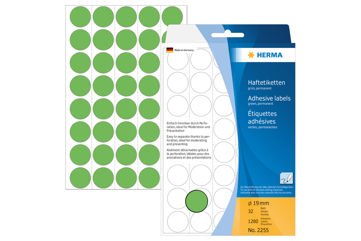 Markierungspunkte Herma 19 mm grün, Art.-Nr. 2255E - Paterno Shop