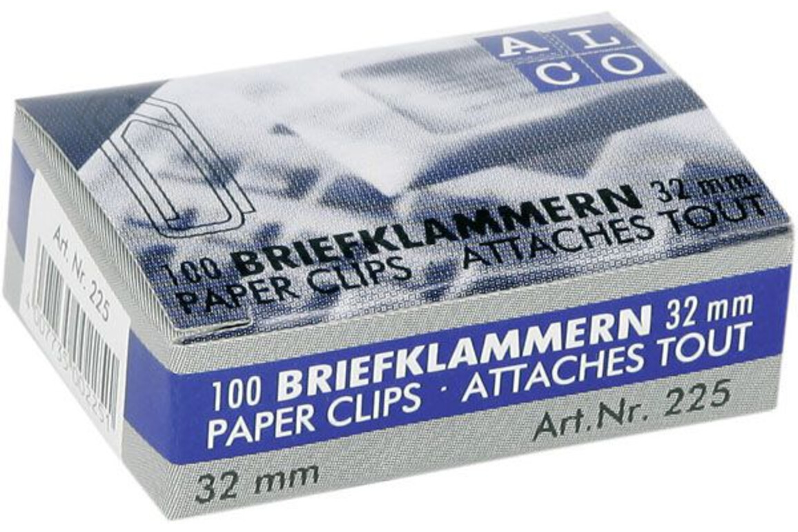 Büroklammern Alco 32mm verzinkt, Art.-Nr. 225ALCO - Paterno Shop