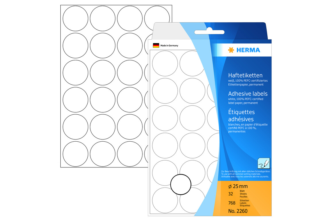 Markierungspunkte Herma 25 mm weiss, Art.-Nr. 2260E - Paterno Shop