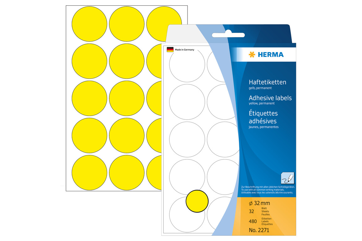 Markierungspunkte Herma 32 mm gelb, Art.-Nr. 2271E - Paterno Shop