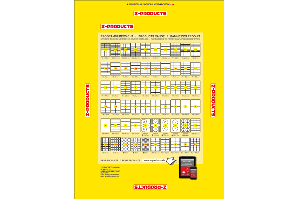 Universaletiketten A4 Z-Products 70 x 25,4 mm, Art.-Nr. 24.228 - Paterno Shop