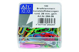 Büroklammern Alco 256 Plastik 26mm, Art.-Nr. 256-26SORTIERT - Paterno Shop