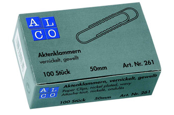 Büroklammern Alco 50mm verzinkt gewellt, Art.-Nr. 261ALCO - Paterno Shop