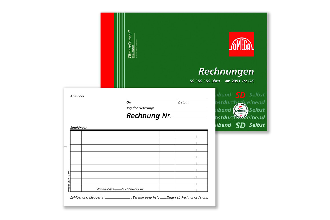 Rechnungsbuch Omega A 6 quer 3x50 Blatt, Art.-Nr. 29511-2OK - Paterno Shop