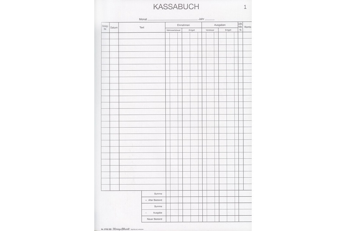 Kassabuch Sindri A4 2x50 Blatt, Art.-Nr. 3755 - Paterno Shop