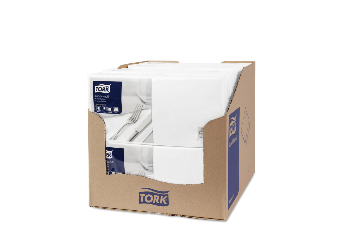 Servietten 2-lagig Tork 1/4-Falz 33 cm x 33 cm weiss, Art.-Nr. 477149 - Paterno Shop