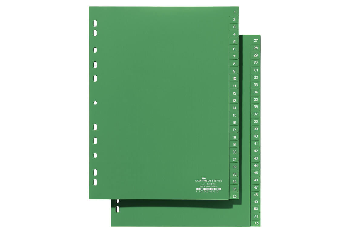 Register Durable 6157 A4 1-52 52 teilig, Art.-Nr. 615705 GRUEN - Paterno Shop