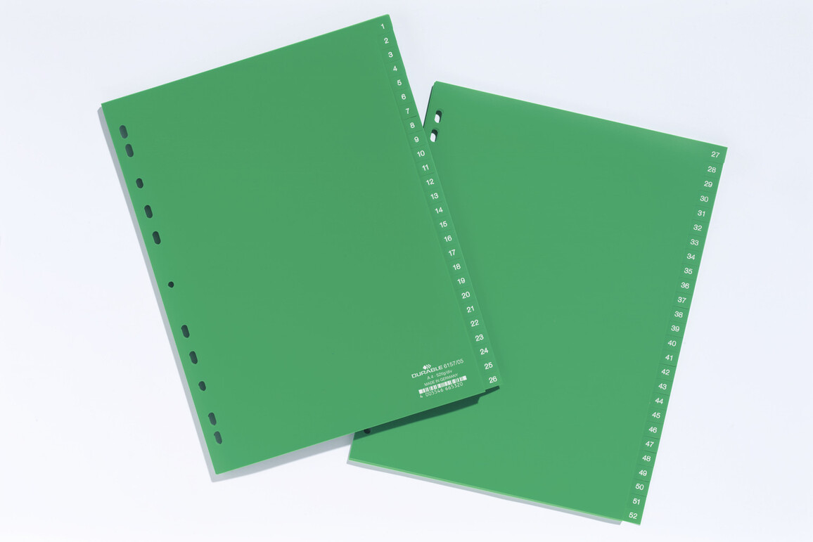Register Durable 6157 A4 1-52 52 teilig, Art.-Nr. 615705 GRUEN - Paterno Shop