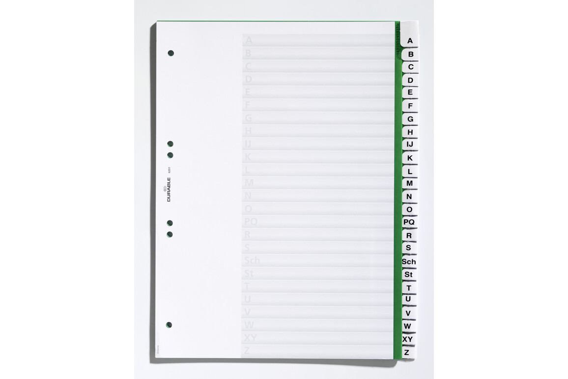 Register Durable 6201 A4 A-Z 25-teilig, Art.-Nr. 620105 GRUEN - Paterno Shop