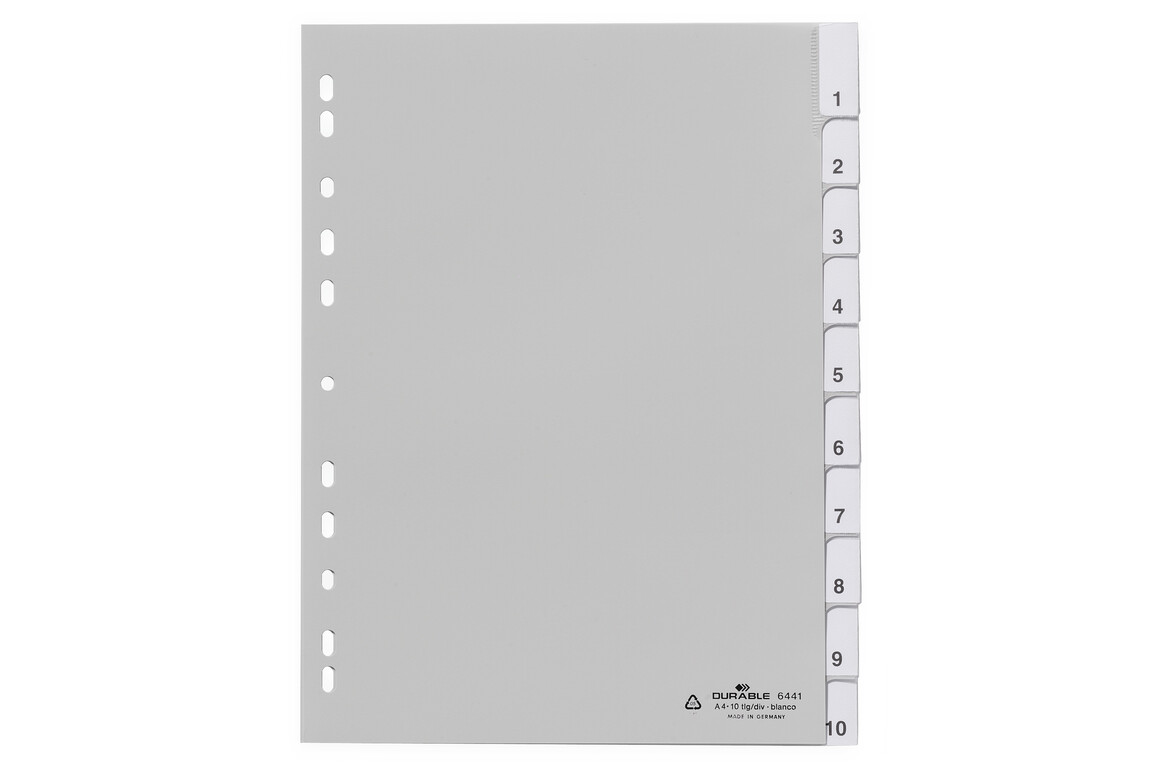 Register Durable 6441 A4 1-10 10-teilig, Art.-Nr. 644110 GRAU - Paterno Shop Register Durable 6441 A4 1-10 10-teilig, Art.-Nr. 644110 GRAU - Paterno Shop