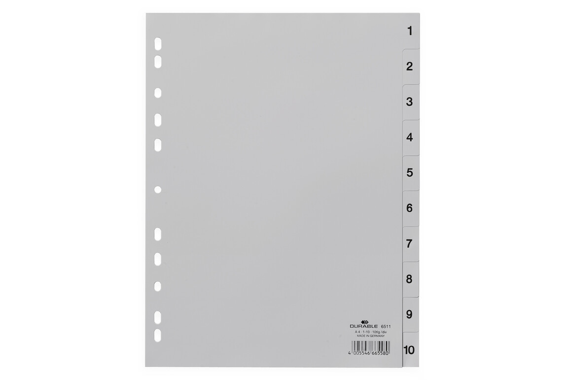 Register Durable 6511 A4 1-10 10-teilig, Art.-Nr. 651110 GRAU - Paterno B2B-Shop Register Durable 6511 A4 1-10 10-teilig, Art.-Nr. 651110 GRAU - Paterno B2B-Shop