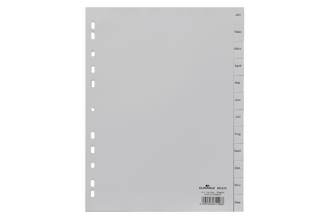 Register Durable 6514 A4 Jän-Dez 12-teilig, Art.-Nr. 651410 GRAU - Paterno Shop