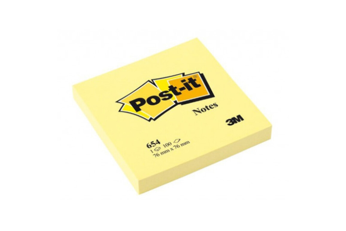 Haftnotizen Post-it 76x76 mm gelb, Art.-Nr. 654 - Paterno Shop