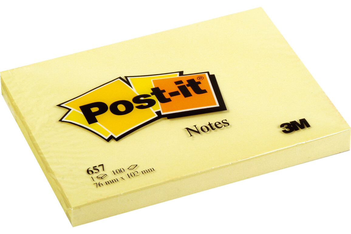 Haftnotizen Post-it 76x102 mm gelb, Art.-Nr. 657 - Paterno Shop