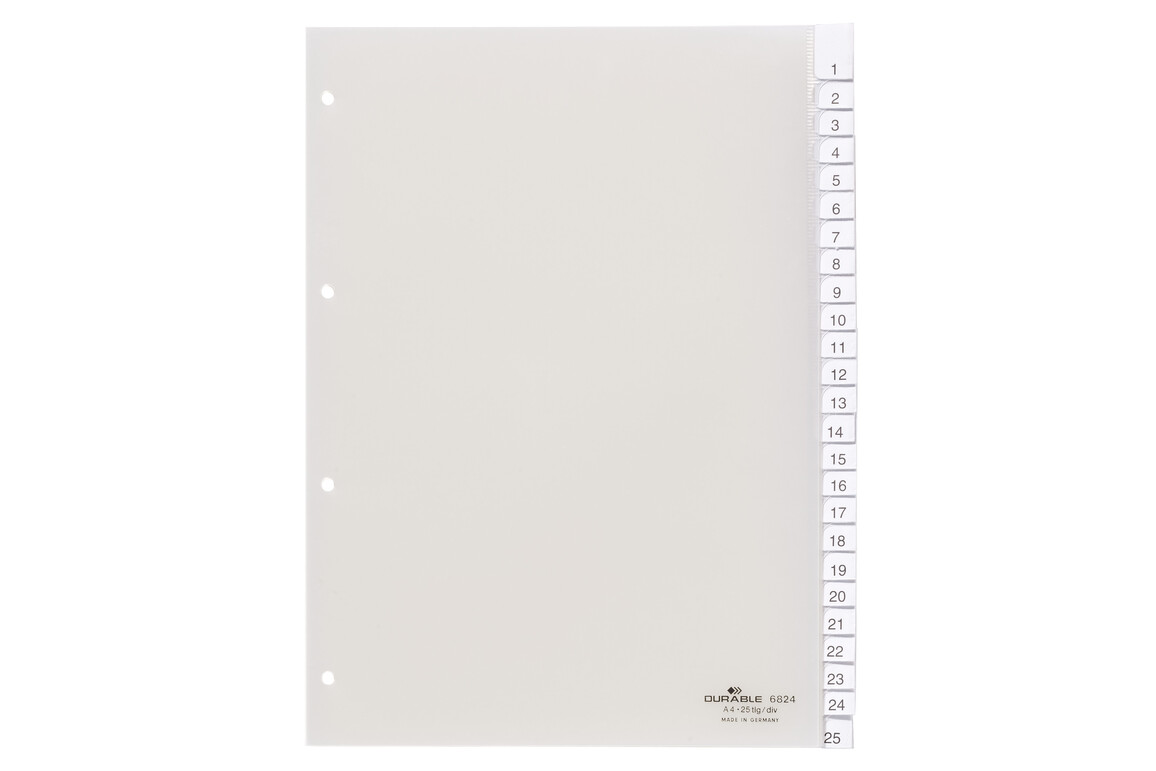 Register Durable 6824 A4 1-25 25-teilig, Art.-Nr. 682419 FARBLOS - Paterno Shop