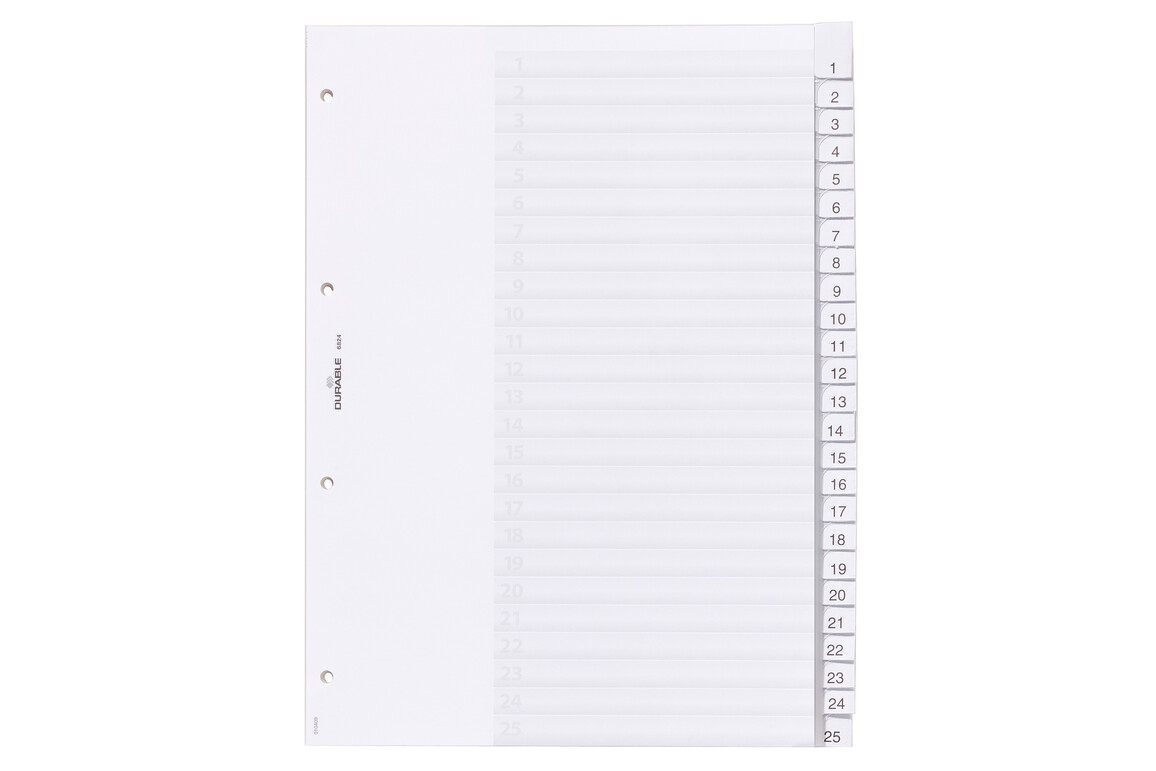 Register Durable 6824 A4 1-25 25-teilig, Art.-Nr. 682419 FARBLOS - Paterno Shop