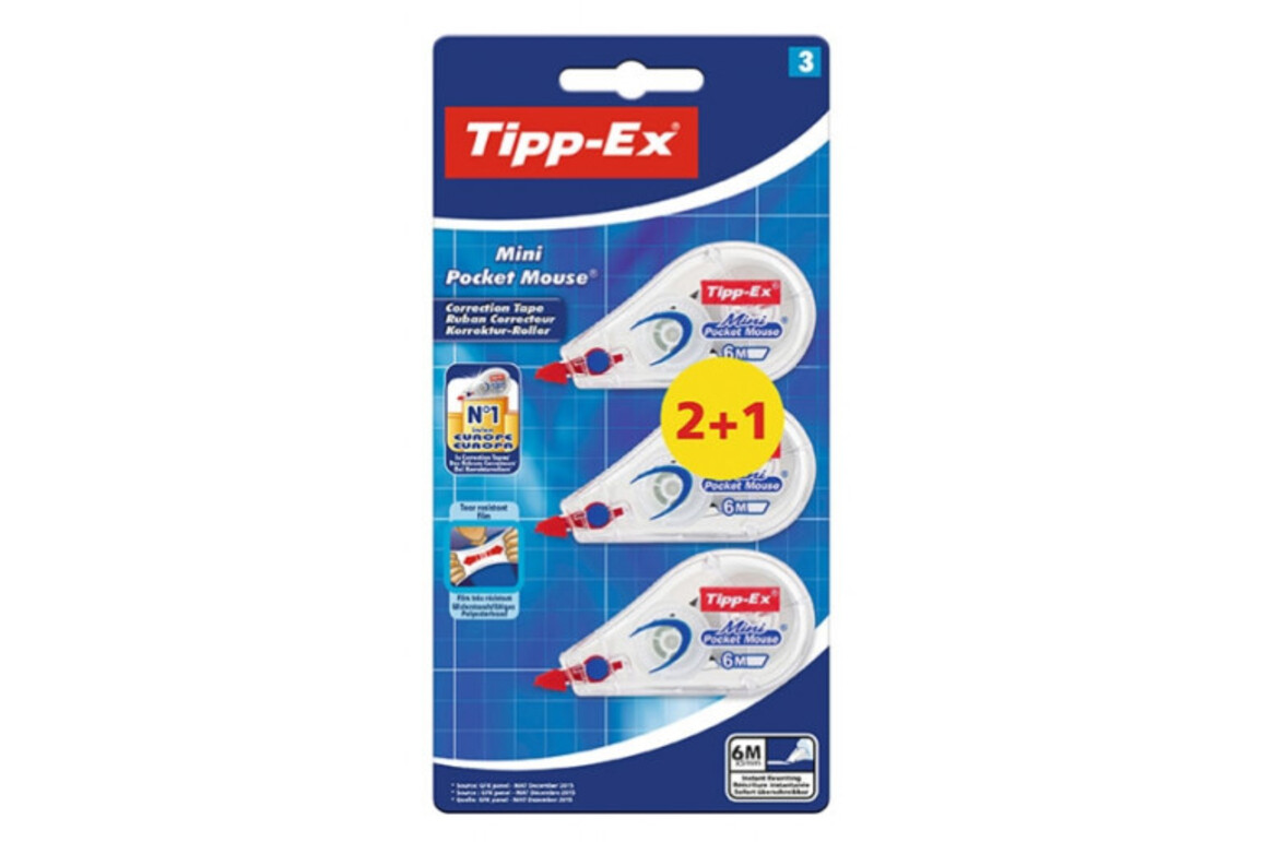 Korrekturroller Tipp-Ex 2+1 Gratis Mini Pocket Mouse, Art.-Nr. 832243 - Paterno Shop