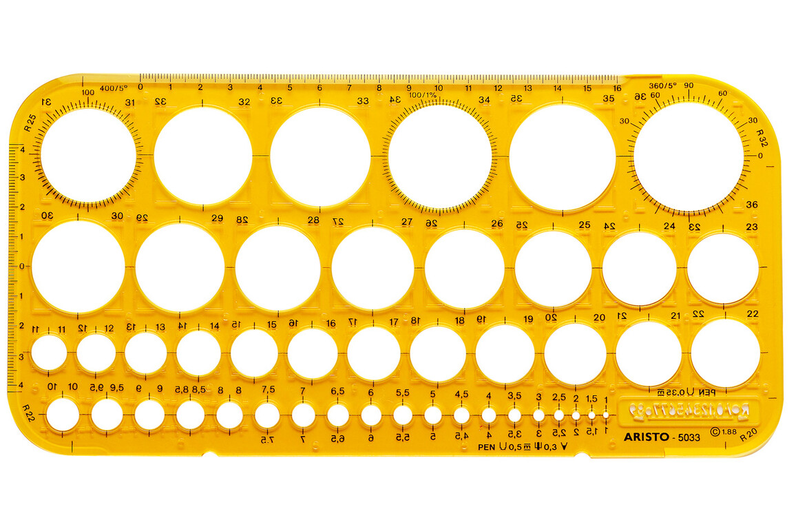 Kreisschablone Aristo 1-36 mm, 45 Kreise, Art.-Nr. AR5033 - Paterno Shop