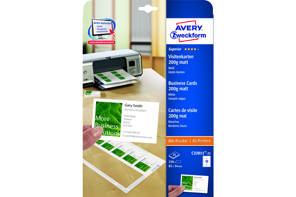 Visitenkarten ZWF 85 x 55 mm, Art.-Nr. C32011-25 - Paterno Shop