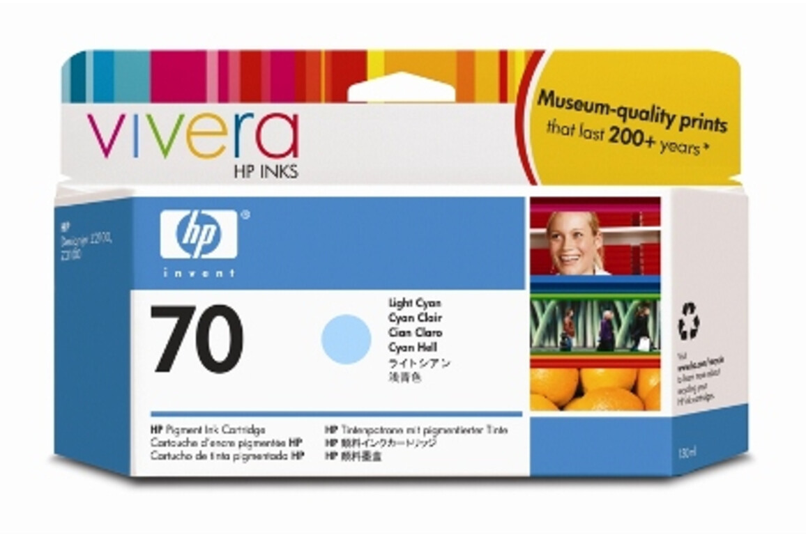 HP Vivera Ink Nr.70 light cyan 130ml, Art.-Nr. C9390A - Paterno Shop