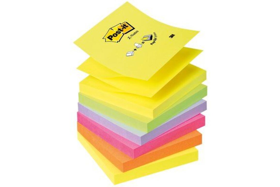 Haftnotizen Post-it 76x76 mm Z-Notes Neonfarben, Art.-Nr. R330NRB - Paterno Shop