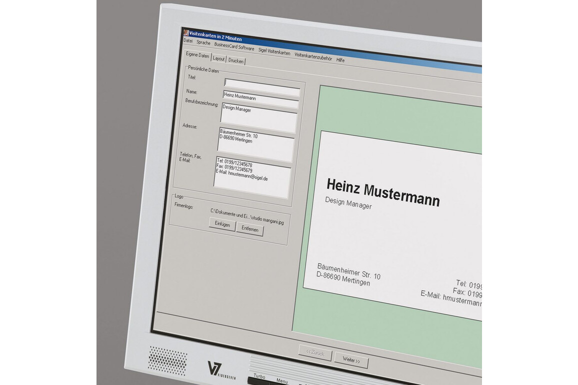 Visitenkarte Sigel A4 3C 250 gr. hochweiß, Art.-Nr. LP801 - Paterno Shop