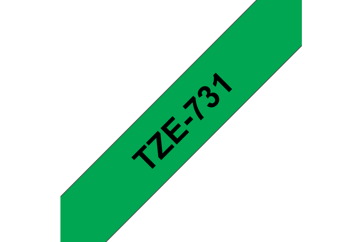 Beschriftungsband Brother 12mm schwarz auf grün, Art.-Nr. TZ731 - Paterno Shop