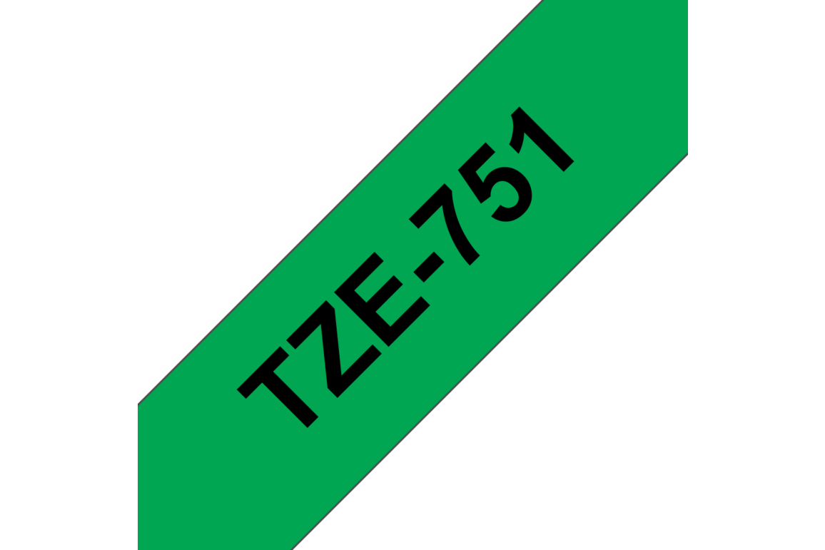 Beschriftungsband Brother 24mm schwarz auf grün, Art.-Nr. TZ751 - Paterno Shop