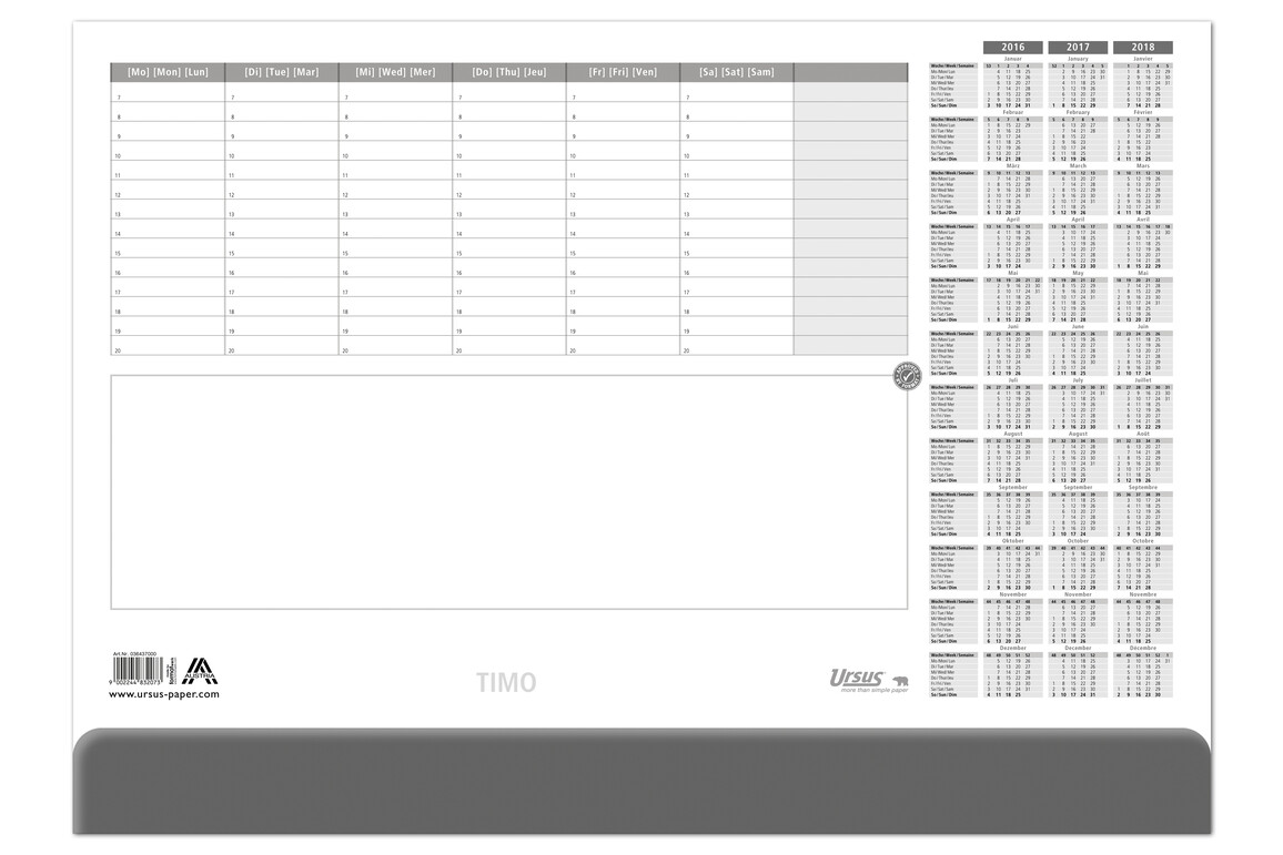 Schreibunterlagenkalender TIMO 52,5x37,5 cm, Art.-Nr. 036436 - Paterno Shop