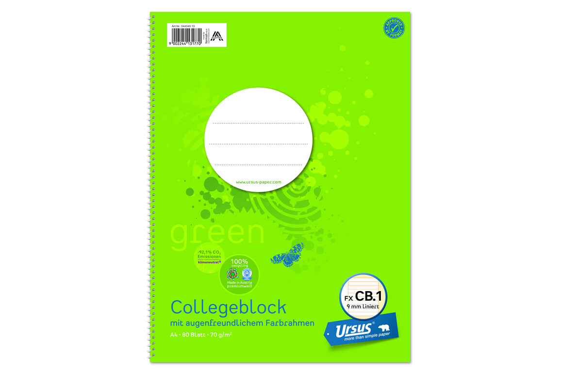 Kollegblock Format A4 80 Blatt 70g/qm 9mm  mit Rahmen farbig, Art.-Nr. 044340 - Paterno Shop