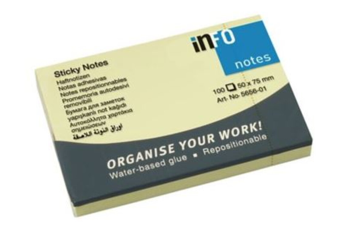 Haftnotizen info notes 50x75 mm gelb, Art.-Nr. 05176 - Paterno Shop