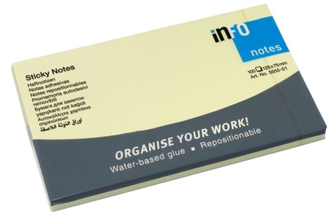 Haftnotizen info notes 75x125 mm gelb, Art.-Nr. 12776 - Paterno Shop