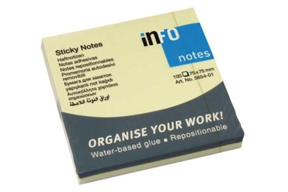 Haftnotizen info notes 75x75 mm gelb, Art.-Nr. 07676 - Paterno Shop