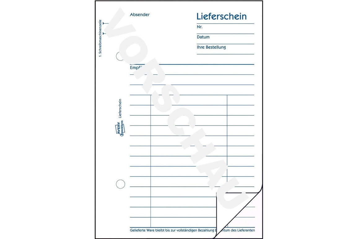 Lieferschein DIN A6 hoch 2x50, Art.-Nr. 0724ZWF - Paterno Shop Lieferschein DIN A6 hoch 2x50, Art.-Nr. 0724ZWF - Paterno Shop